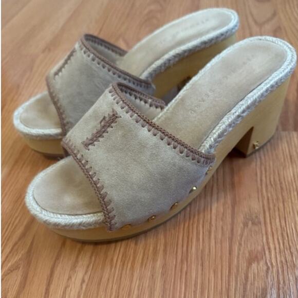 Veronica Beard  Hannalee Suede Wooden Platforms 9 - Picture 5 of 11